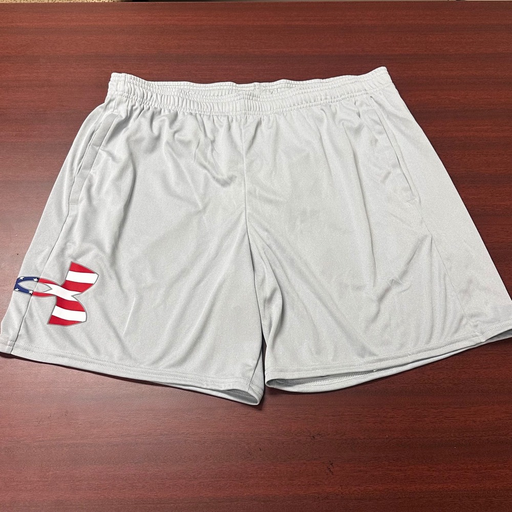 Under Armour Freedom Tech BFL Shorts Mens XL Loose Gray Athletic Gym Workout NWT